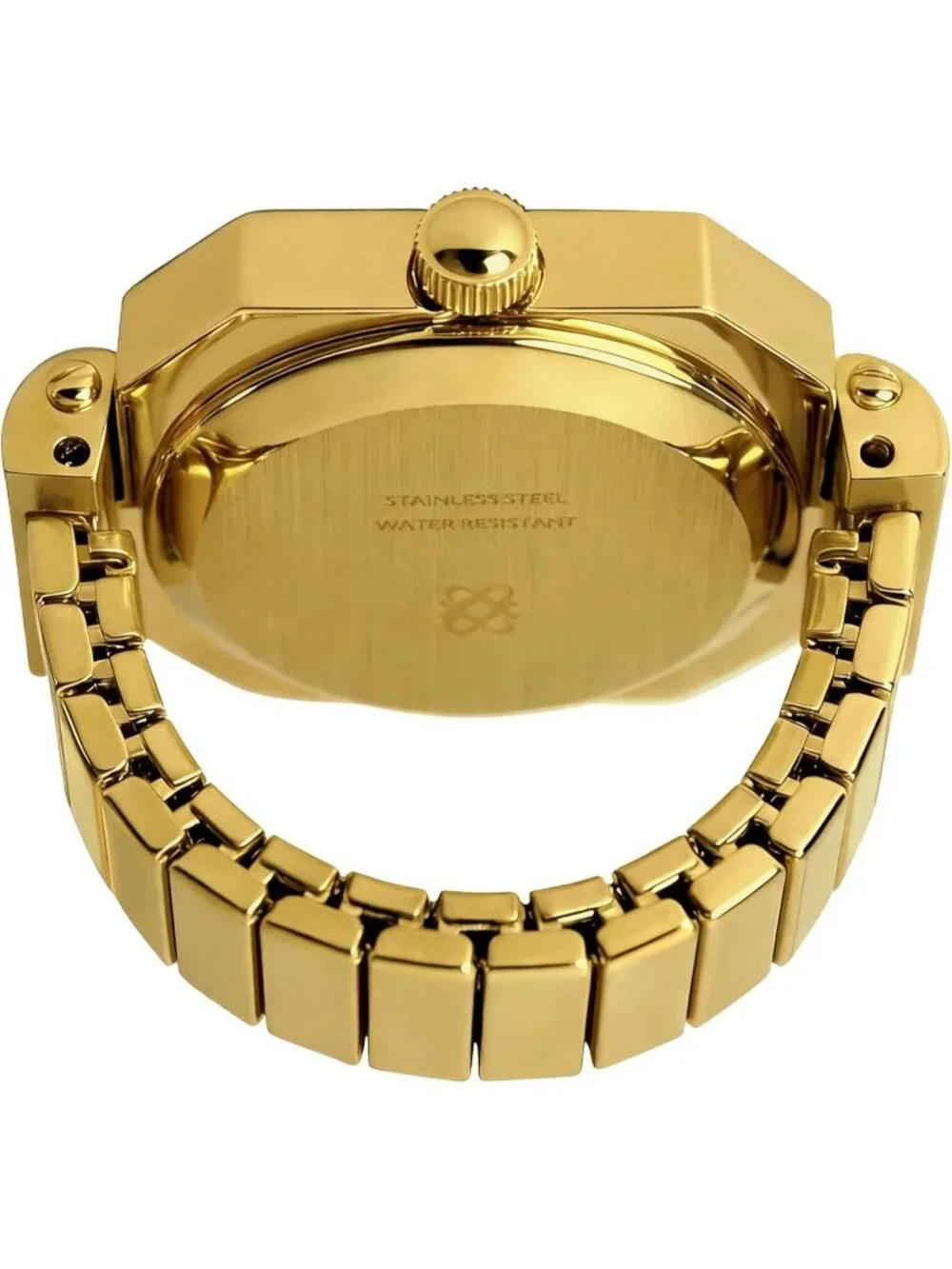 Unisex Gold Pink Analog Quartz Gem Cut Lab Grown Sofia Prism Finger Ring Watch